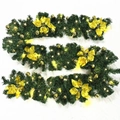 2.7m Christmas garland with golden poinsettia flowers and warm LED lights - Standard Pre-lit Style / Gold