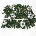 2.7m Christmas garland with silver bows, ornaments and warm LED lights on pine needles - Standard Pre-lit Style / Silver