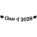 Dettaglio dello striscione per diploma Class of 2026 con scritte nere e tocco accademico - Tocco Nero E Striscione Classe 2026 Nero