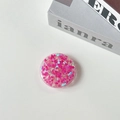 Pink heart sequin pop socket for phone grip with a shiny resin glitter finish - Candy Heart / Rose Red