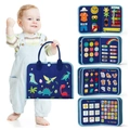 Blue dinosaur felt busy board for toddlers with buckles zippers and early learning tools - Dinosaur Park Style 2