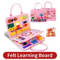 Pink felt busy board for kids featuring little mermaid patterns and life skill activities - Pink Learning Board Style 13