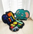 Blue elephant felt busy board for kids featuring zippers, buckles and clock - Style 16; 28*23*3