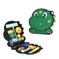 Dinosaur shaped felt busy board in forest green for toddler sensory skill learning - Style 17; 28*23*3