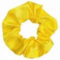 Lustrous bright yellow satin silk scrunchie with soft pleated texture for hair - Yellow (01)
