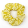 Vibrant yellow satin silk scrunchie with soft pleated texture and elegant glossy finish - Yellow (03)