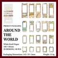 Adesivi vintage mappa del mondo in carta kraft bianca traforata per scrapbooking - Giro del Mondo