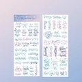 Set di nastri washi Ice Blue Holiday con adesivi calligrafici inglesi sfumati - Vacanze Blu Ghiaccio
