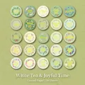 Floral Thank You stickers set in art paper, 50 pieces of botanical wreath seal labels - White Tea Theme Wreath