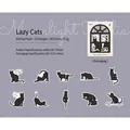 Black cat silhouette stickers set with 10 designs and 20 pieces for DIY scrapbooking - Lazy Cat