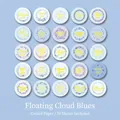 50 Stück blaue Blumenkranz-Aufkleber aus Kunstdruckpapier für Scrapbooking Deko - Schwebende Wolken Blau Kranz