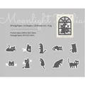 Minimalist black cat silhouette stickers for scrapbooking and journal decoration - Hide and Seek Cat