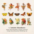 Adesivi vintage in PET con fate e farfalle per scrapbooking fai-da-te 30 pezzi - Raccolto Autunnale