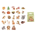 Jungle Family watercolor forest animal stickers set with deer and fox in green gift box - Jungle Family