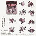 Dunkle Blumenaufkleber aus PET mit Lasersilber für Scrapbooking-Deko, 20 Blätter - Karmesinrotes Date