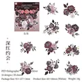 Adesivi floreali scuri in PET con finitura argento laser per scrapbooking, 20 fogli - Appuntamento Cremisi