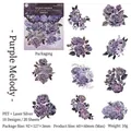 Adesivi floreali in PET con rose viola gotiche e laser argento, set di 20 pezzi - Ritmo Viola Persistente