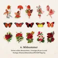 Set di 30 adesivi vintage in PET con fate e fiori per scrapbooking tema estivo - Fioritura Estiva