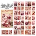 Subdued light pink vintage landscape stamp stickers pack with 45 unique retro paper designs - Subdued Crimson