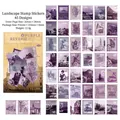 Purple Reverie vintage scenery stamp stickers pack with 45 unique artistic landscape designs - Purple Reverie