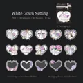 Pegatinas PET serie ballet con encaje vestidos blancos y flores púrpuras 30 piezas set - Vestido Blanco