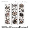 Vintage steampunk time gear PET masking tape set with crystal ink and galaxy patterns - Time Gears