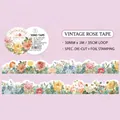 Roze washi tape met goudfolie stempelen en gestanste bloemen voor journaling en scrapbook - Rozenliefde