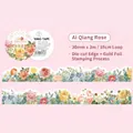 Nastro adesivo washi rosa con stampa in lamina d'oro e motivi floreali per lo scrapbooking - Amore di Rose