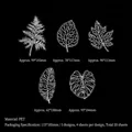 White PET leaf stickers deco pack with 5 designs and 20 pieces for journaling art - Pine Shade