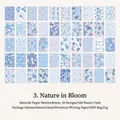 Floral scrapbooking paper set with 100 sheets of assorted blue and pink vintage patterns - In Full Bloom