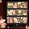 6 adesivi in PET a forma di fungo vintage con effetti laser oro e argento - Maree di Nostalgia