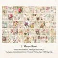 Manor Rose Vintage Scrapbook Aufkleber Set mit 100 floralen Motiven aus Schreibpapier - Herrenhaus-Rose