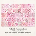 Set di 100 fogli di carta per scrapbooking vintage con motivi floreali rosa e viola - Fioritura Passionale