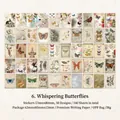 Set di adesivi vintage con fiori e farfalle per scrapbooking e decorazione agende - Sussurri di Farfalle