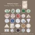 Vintage postzegel washi stickers set, 50 stuks met 25 retro ontwerpen voor dagboek - Filatelie