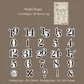 Vintage washi paper stickers with black and white number designs for journaling - Numeric Titles