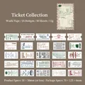 Vintage washi stickers set met bus- en treinkaartjes, 50 stuks voor retro scrapbooking - Ticketverzameling