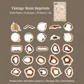 Vintage washi sticker set with burnt paper and coffee stain designs for DIY scrapbooking - Old Stains