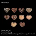 Vintage Herz-Spitzenpapier Set mit 10 lasergeschnittenen Mustern für DIY Scrapbooking - Abstraktes Muster / 10 Blatt Set