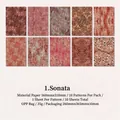 Papel decorativo barroco serie Sonata con 10 patrones florales vintage rojo-marrón - Sonata