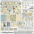 Vintage garden style scrapbook kit including floral papers and decorative stickers - Floral Sketch