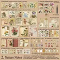 Garden Slow Time vintage scrapbooking set with botanical stickers and A6 notebook - Natural Notes