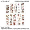 Vintage Butterfly and Island stickers made of washi paper for scrapbooking deco - Manzhu