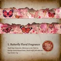 Nastro washi Butterfly History con motivi floreali e rose rosa, rotolo 35mm x 2m - Profumo di Fiori di Farfalla