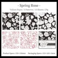 Spring Rose vellum paper set for DIY journaling with 10 floral patterned sheets - Spring Roses