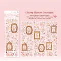Adesivi in PET con fiori di ciliegio e cornici dorate per scrapbooking e decorazioni - Corte dei ciliegi