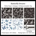 Blue and black butterfly pattern decorative vellum paper sheets for DIY scrapbooking - Dancing Butterflies