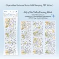 Adesivi mughetto in PET con stampa dorata per fai da te, set da 3 fogli - Vento serale del mughetto