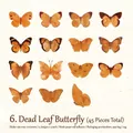 Sunset Forest retro butterfly sticker set with 45 pieces of amber withered leaf designs - Dead Leaf Butterfly