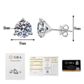 Classic S925 sterling silver moissanite stud earrings with GRA certification and sizing details - 30pt+30pt (4mm) / Moissanite Stud Style